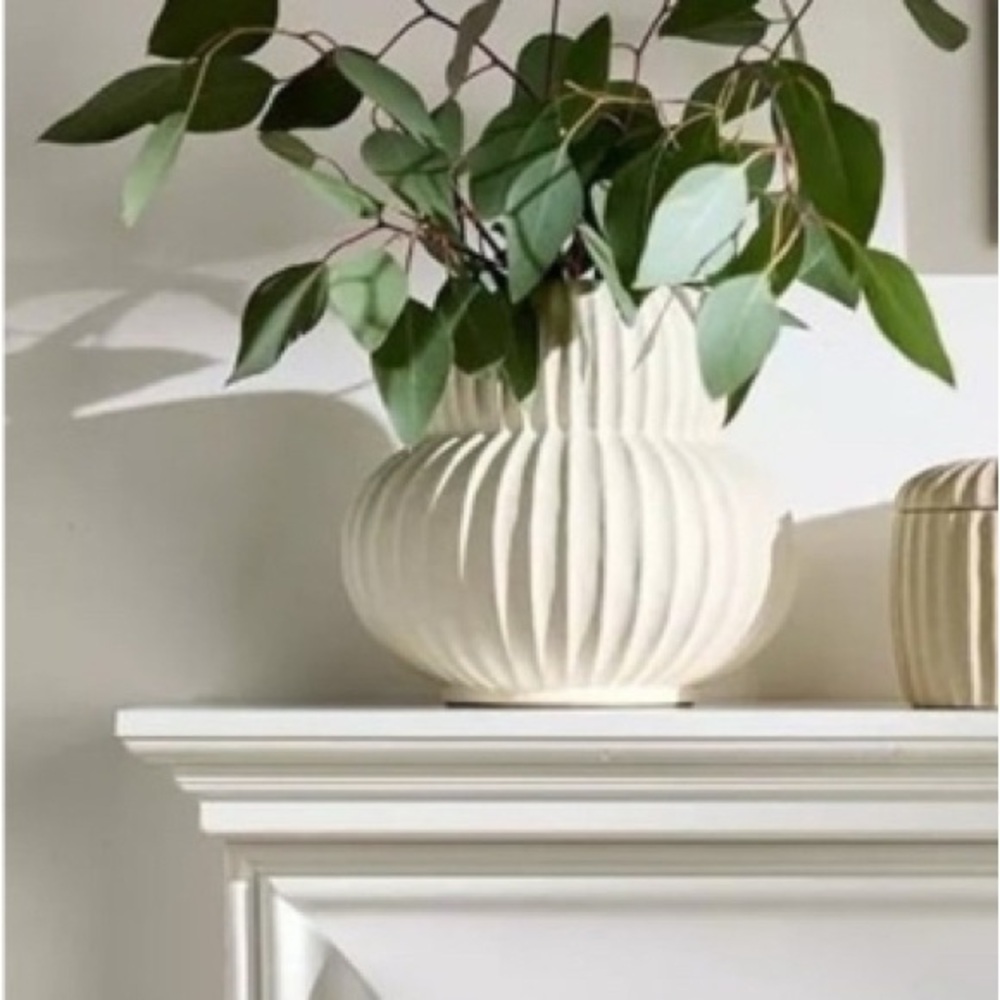 Textured Cream Double-Bulb Ceramic Accent Vase - Picture 4 of 4
